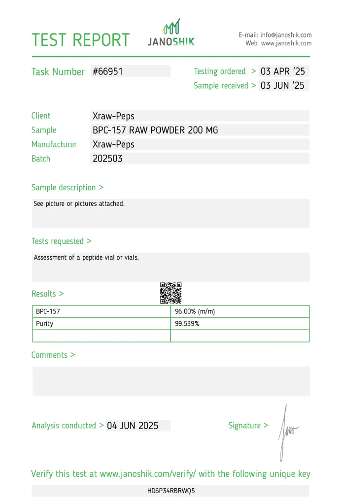 BPC-157 COA Lab Test Certificate
